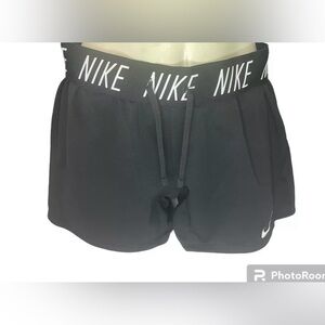 Nike Shorts Womens S Black + Gray Pair Fold Over Dri-Fit Training Shorts